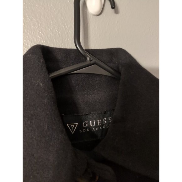 Guess Black Wool Long Pea Coat Women's Size M - Picture 3 of 6
